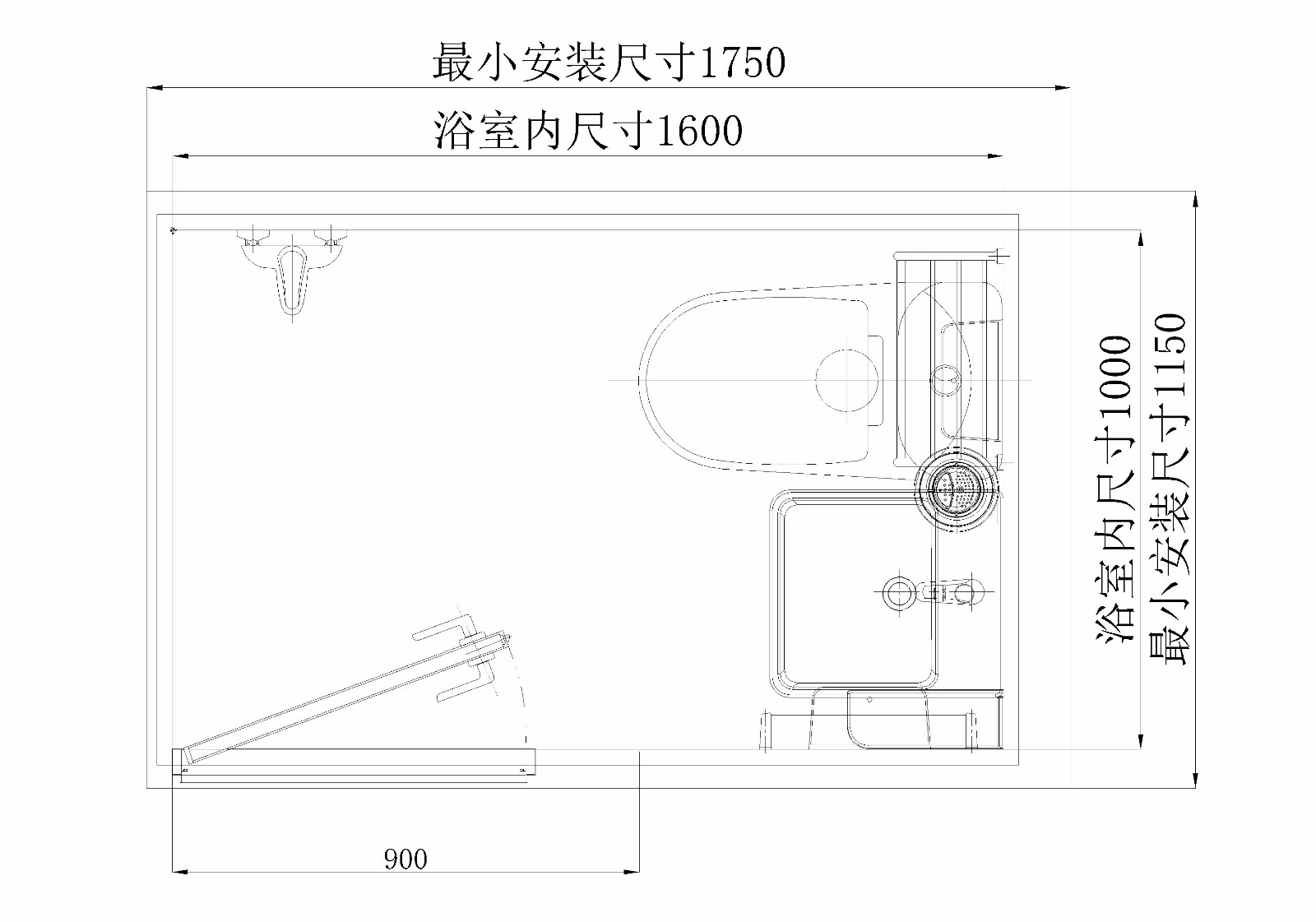 1.6平米整体卫生间效果图